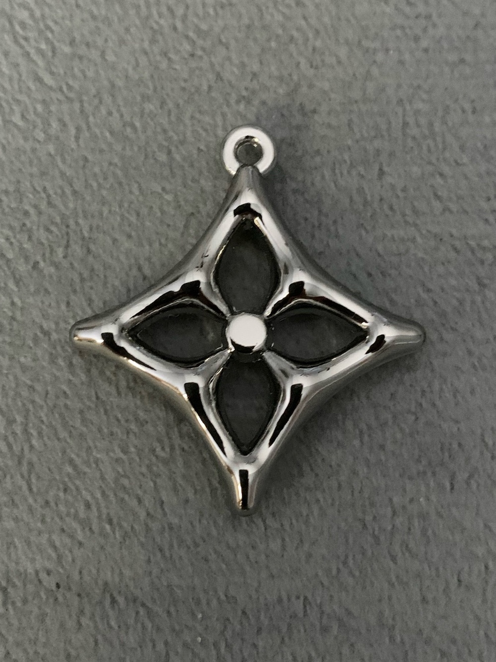 Double-Sided Silver Starfish Floral Pendant Necklace Charm
